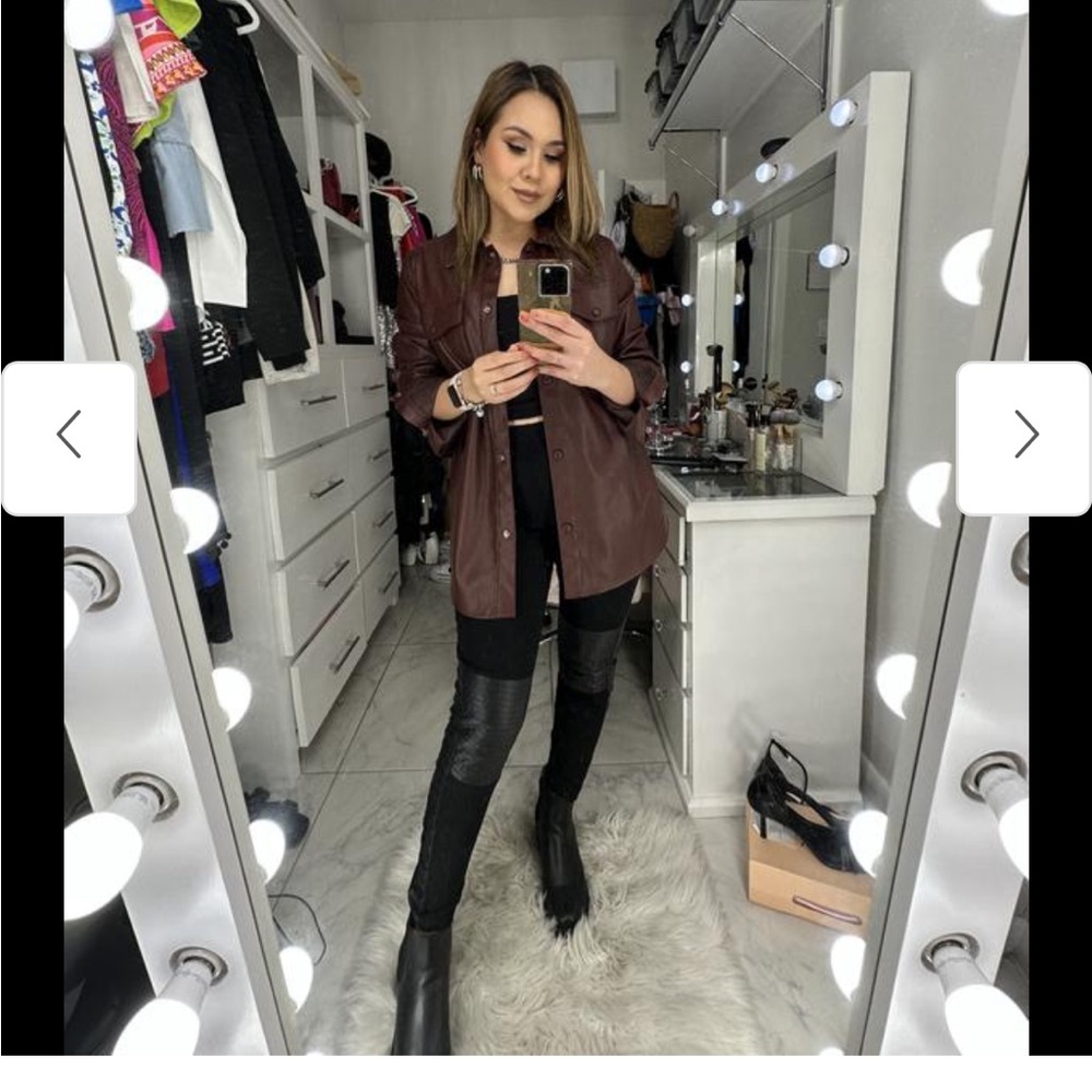 Women's Red Brown Leather Jacket